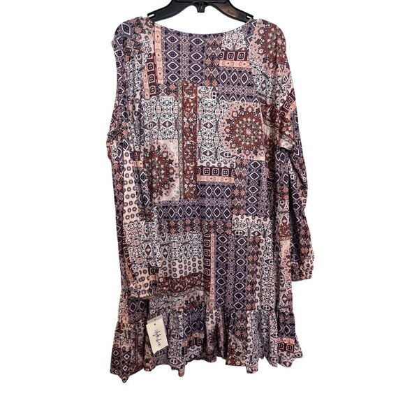 Style & Co Womens Bohemian Patchwork Floral Tunic Blouse M Multicolor Polyester/ - Picture 2 of 7